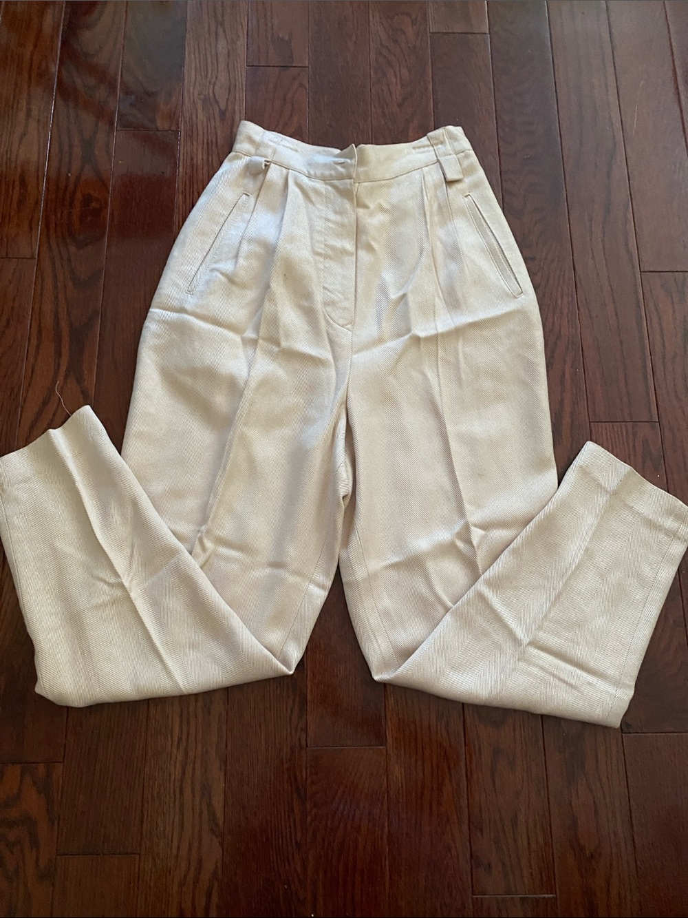 High-Rise Cream Tailored Trousers for Women